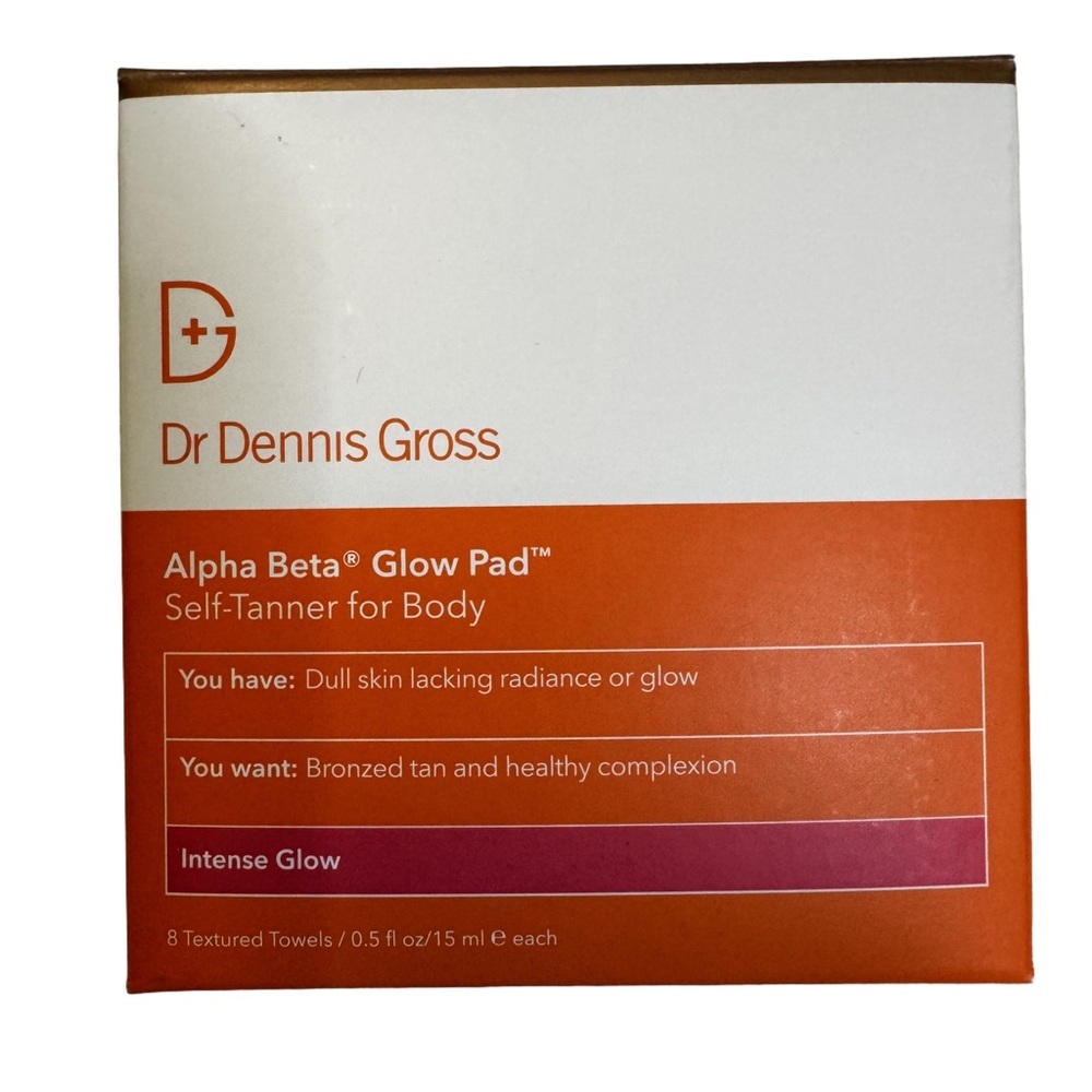 Dr. Dennis Gross Alpha Beta Glow Pads Self Tanner Natural Looking Pack of 8 NIB